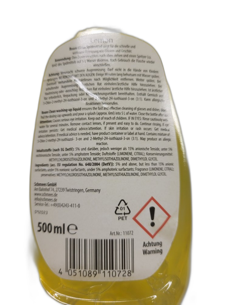 Ream Clean Spülmittel Lemon 500ml – Bild 4
